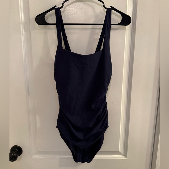 Athleta Other - Athleta Square Neck One Piece Swimsuit Navy Blue Medium